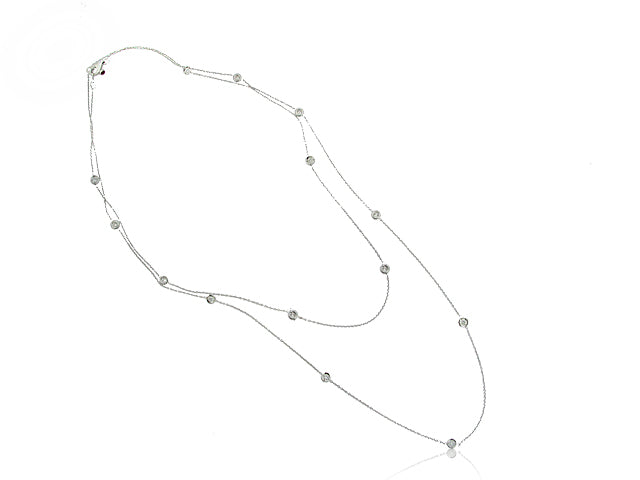 ROBERTO COIN 18K WHITE GOLD 0.75CT SI/G DIAMOND STATION NECKLACE FROM THE DIAMONDS BY THE INCH COLLECTION