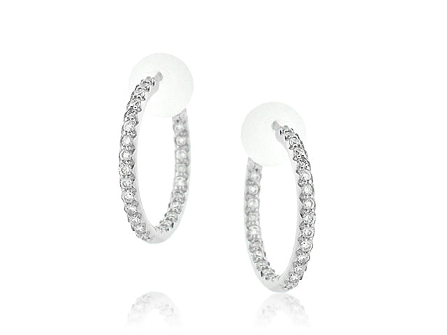 ROBERTO COIN 18K WHITE GOLD  0.52CT SI/G DIAMOND INSIDE OUT HOOPS FROM THE DIAMOND COLLECTION