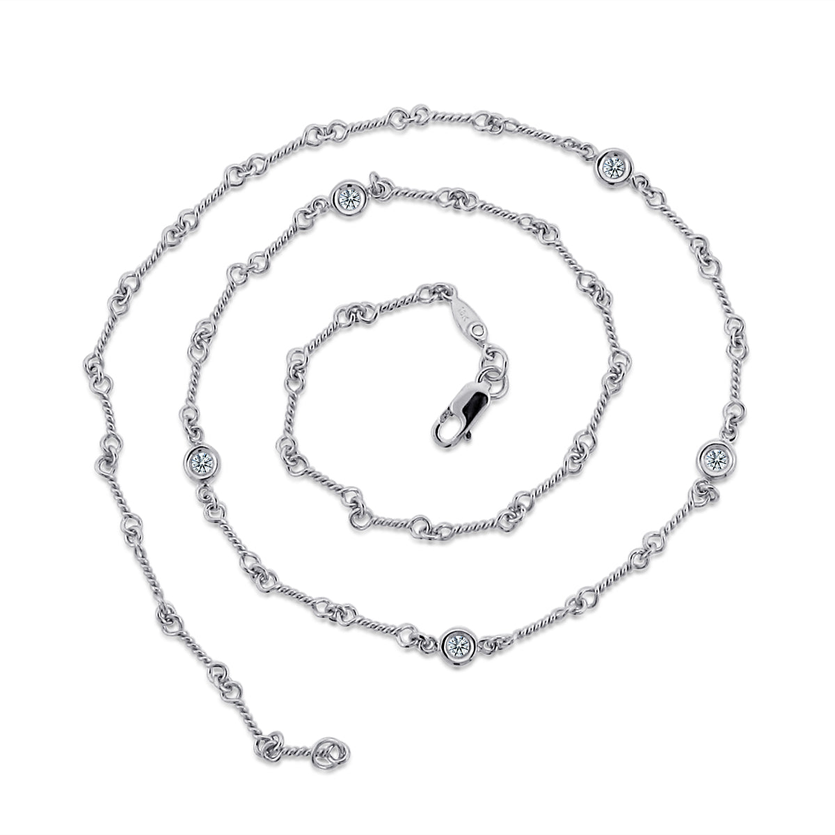 ROBERTO COIN 18K WHITE GOLD 0.20CT SI/G DIAMOND  STATION NECKLACE FROM THE DIAMONDS BY THE INCH COLLECTION