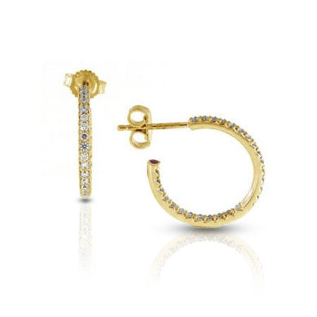 ROBERTO COIN 18K YELLOW GOLD 0.52CT SI/G DIAMOND HOOP EARRINGS FROM THE DIAMOND COLLECTION