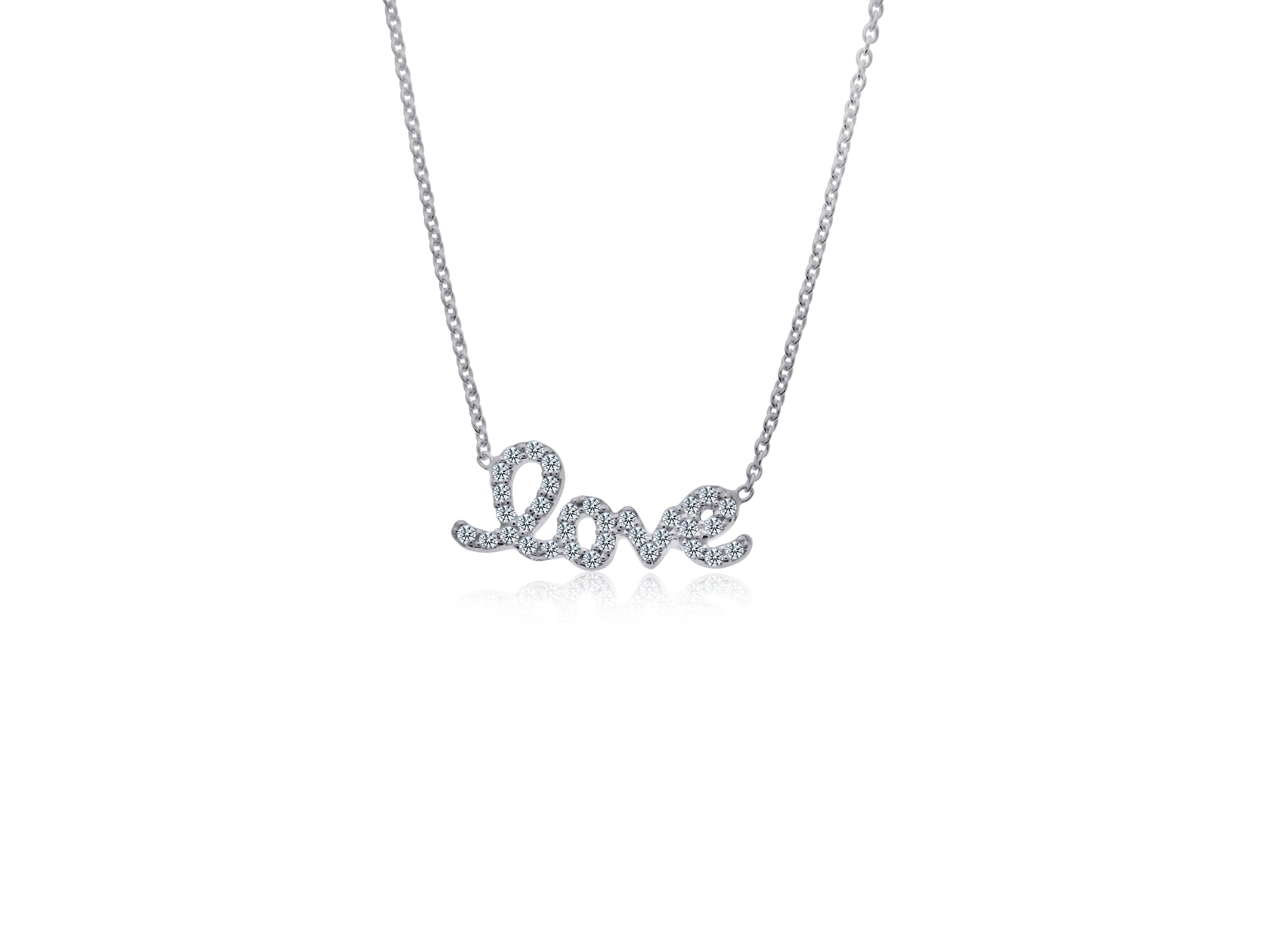 ROBERTO COIN 18K WHITE GOLD 0.12CT DIAMOND LOVE NECKLACE FROM THE TINY TREASURES COLLECTION