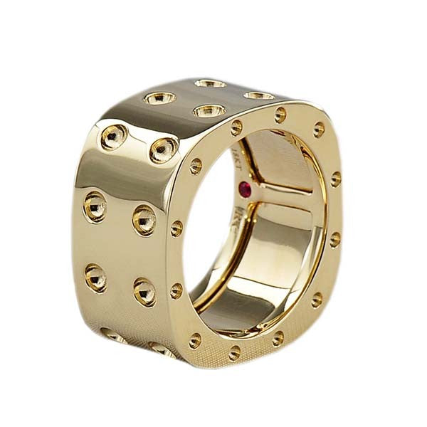 ROBERTO COIN 18K YELLOW GOLD 2 ROW RING FROM THE POIS MOI COLLECTION