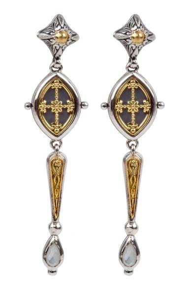 KONSTANTINO STERLING SILVER & 18K GOLD EARRINGS MOTHER OF PEARL FROM THE HESTIA COLLECTION
