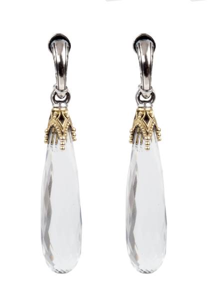 KONSTANTINO STERLING SILVER & 18K GOLD EARRINGS CRYSTAL CORUNDUM FROM THE PYTHIA COLLECTION
