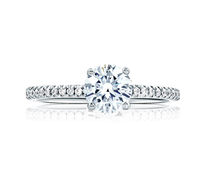 A.JAFFE QUILTED COLLECTION CLASSIC ROUND CENTER ETERNITY MICRO PAVÉ ENGAGEMENT RING 0.25
