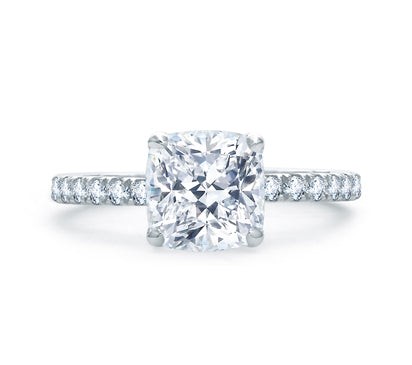 A.JAFFE QUILTED COLLECTION QUILTED FRENCH PAVÉ CUSHION CUT CENTER ENGAGEMENT RING 0.48