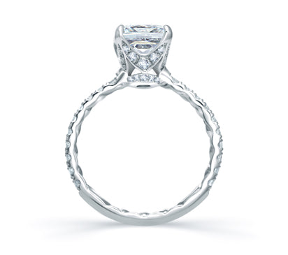 A.JAFFE QUILTED COLLECTION QUILTED FRENCH PAVÉ CUSHION CUT CENTER ENGAGEMENT RING 0.48