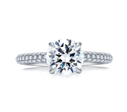 A.JAFFE QUILTED COLLECTION DELICATE PAVÉ ROUND DIAMOND CENTER QUILTED ENGAGEMENT RING 0.54