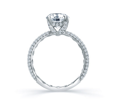 A.JAFFE QUILTED COLLECTION DELICATE PAVÉ ROUND DIAMOND CENTER QUILTED ENGAGEMENT RING 0.54
