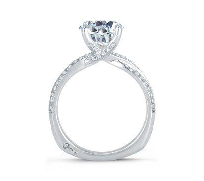 A.JAFFE QUILTED COLLECTION CROSSOVER SHANK WITH MILGRAIN DETAIL PAVÉ DIAMOND ENGAGEMENT RING 0.26