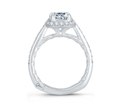A.JAFFE QUILTED COLLECTION STUNNING FOUR PRONG HALO CUSHION CUT DIAMOND QUILTED ENGAGEMENT RING 0.3