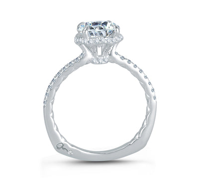 A.JAFFE QUILTED COLLECTION ALLURING HAND SET PAVÉ DIAMOND HALO QUILTED ENGAGEMENT RING 0.25