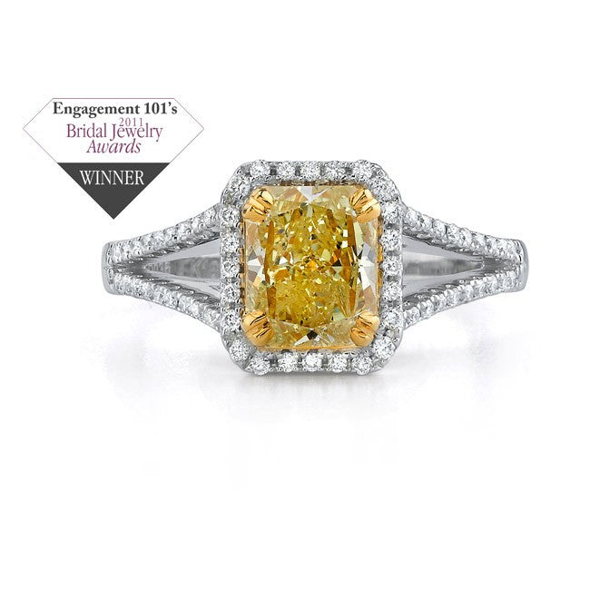 Natalie K  18k White and Yellow Gold Radiant Fancy Yellow Diamond Ring (center stone sold separately)