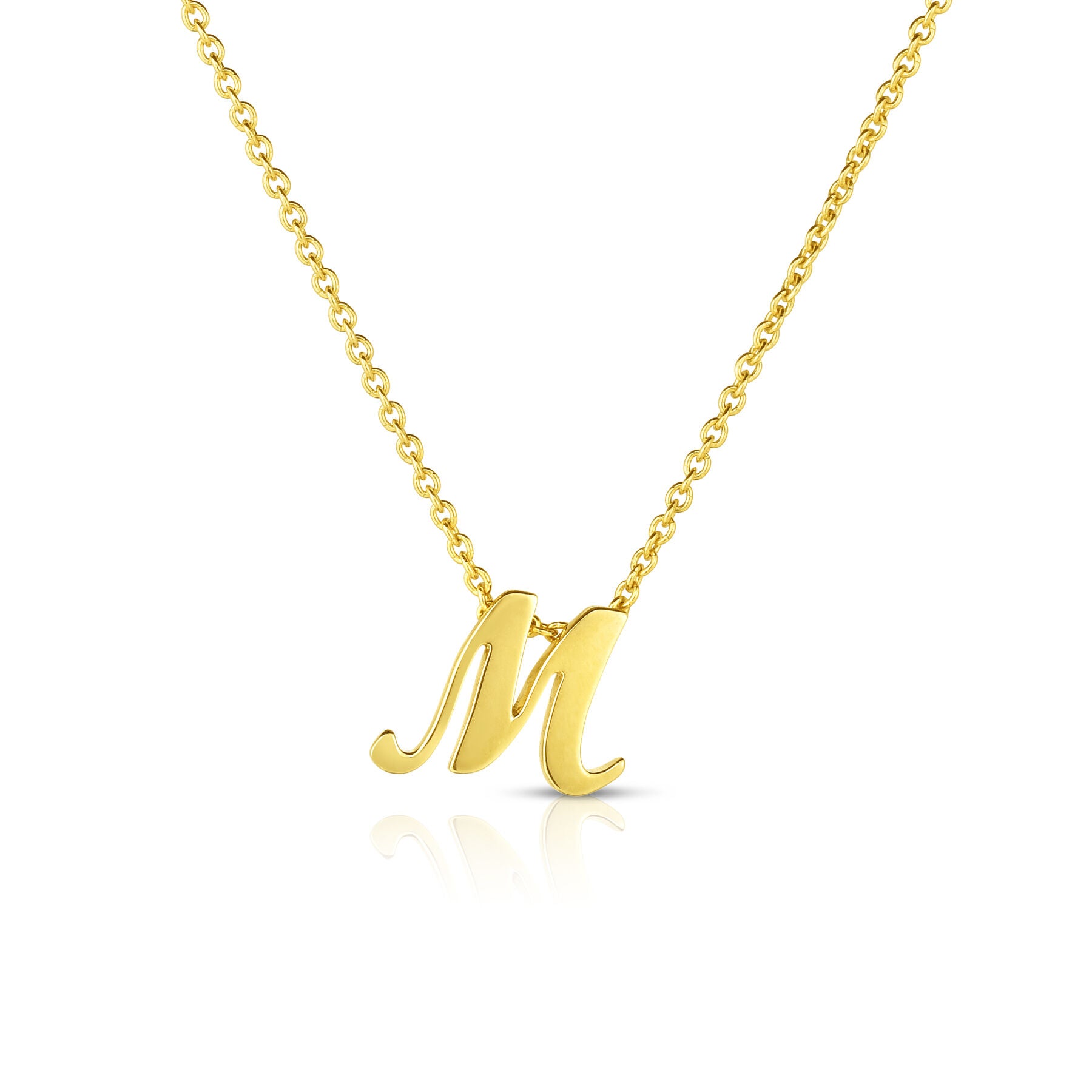 18K YELLOW GOLD "M" LETTER NECKLACE