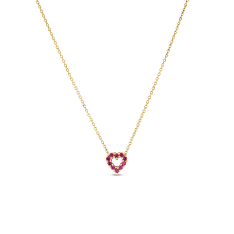 18K YELLOW GOLD TINY TREASURES RUBY AND DIAMOND REVERSIBLE HEART NECKLACE