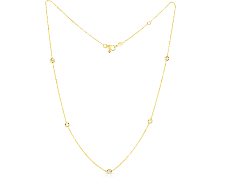 18K YELLOW GOLD DIAMONDS BY THE INCH FIVE STATION NECKLACE