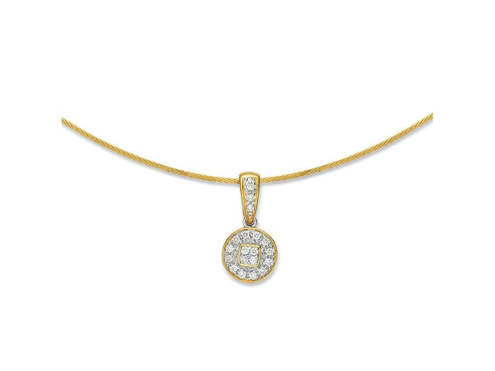 Alor Yellow cable 1 row, 18 karat White Gold, 0.17 total carat weight Diamonds and stainless steel. Imported.