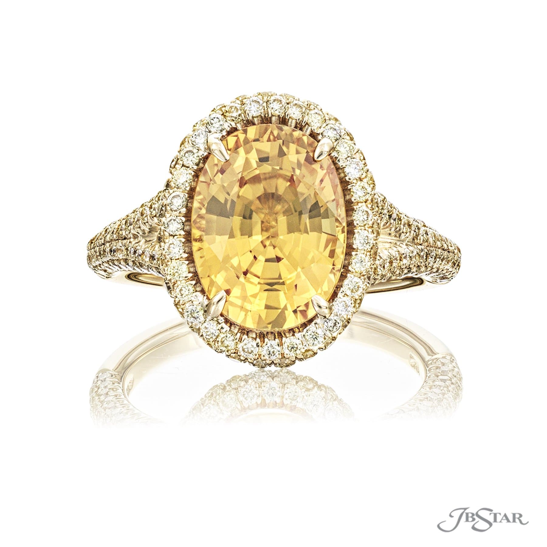 18K YELLOW GOLD OVAL YELLOW SAPPHIRE AND DIAMOND RING
