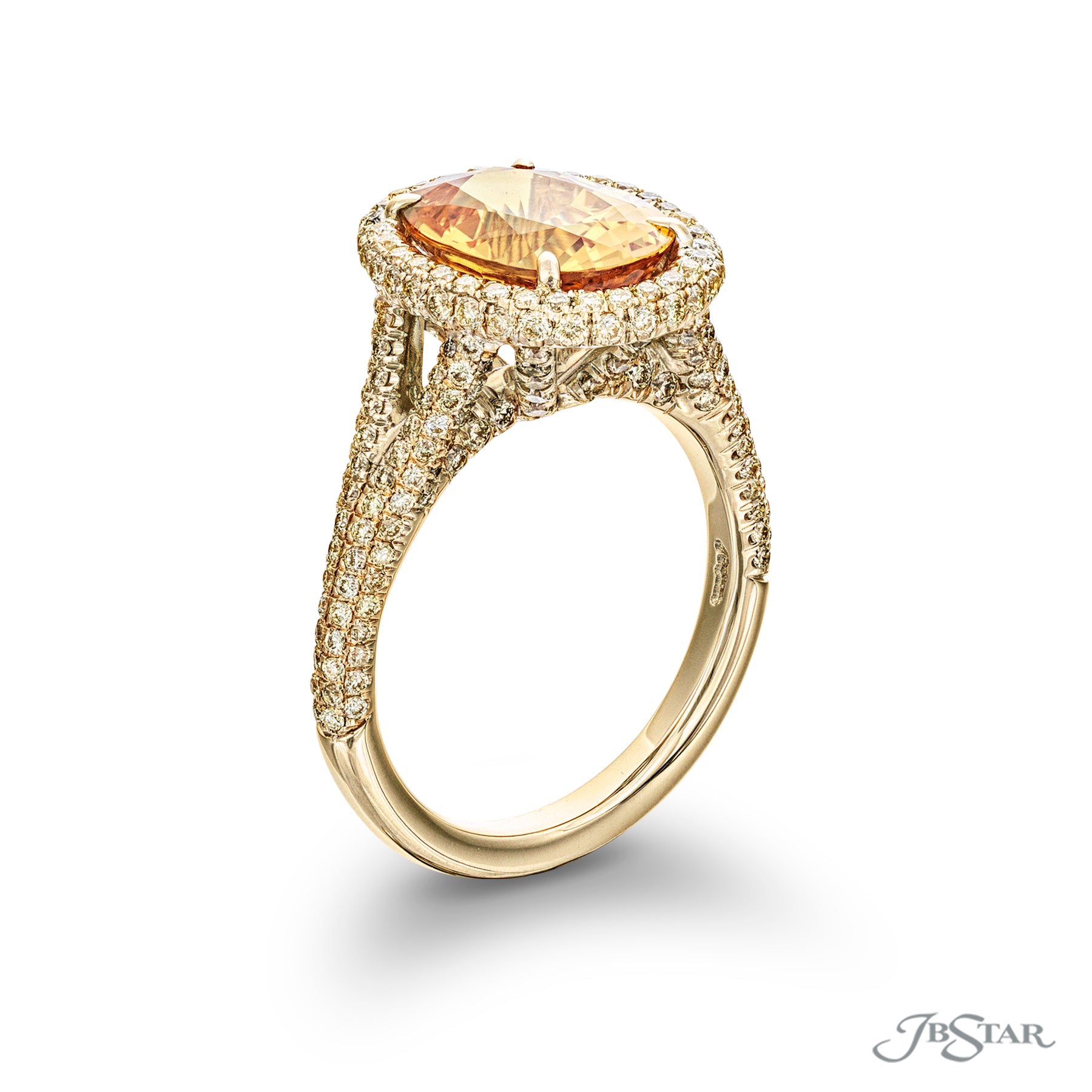 18K YELLOW GOLD OVAL YELLOW SAPPHIRE AND DIAMOND RING