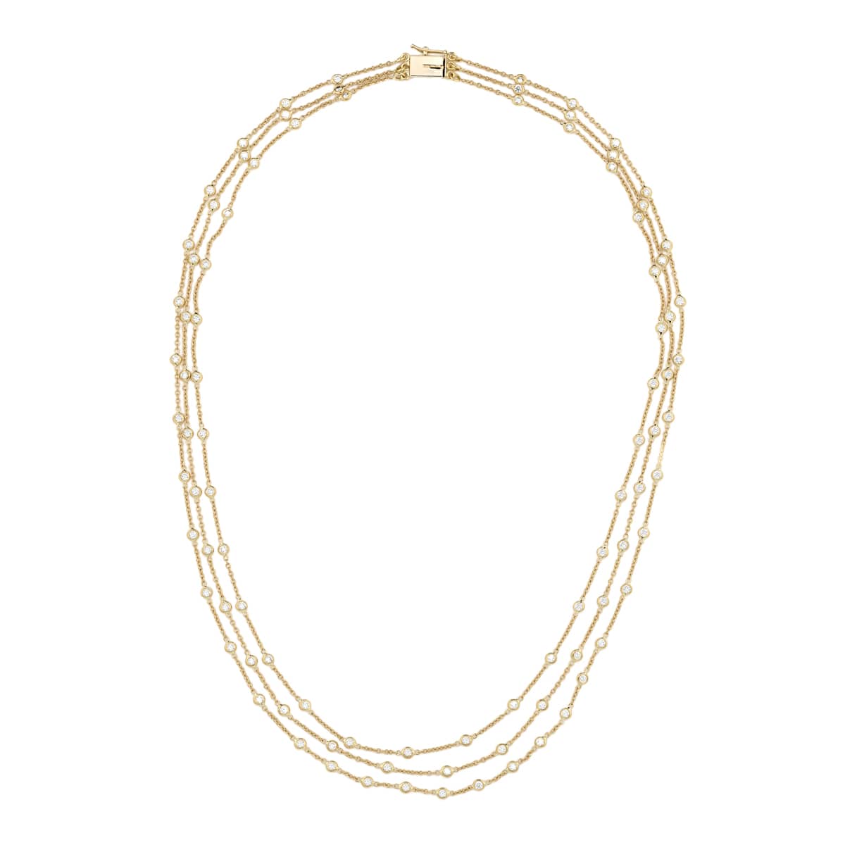 THREE-STRAND DIAMOND BY THE INCH BEZEL NECKLACE
