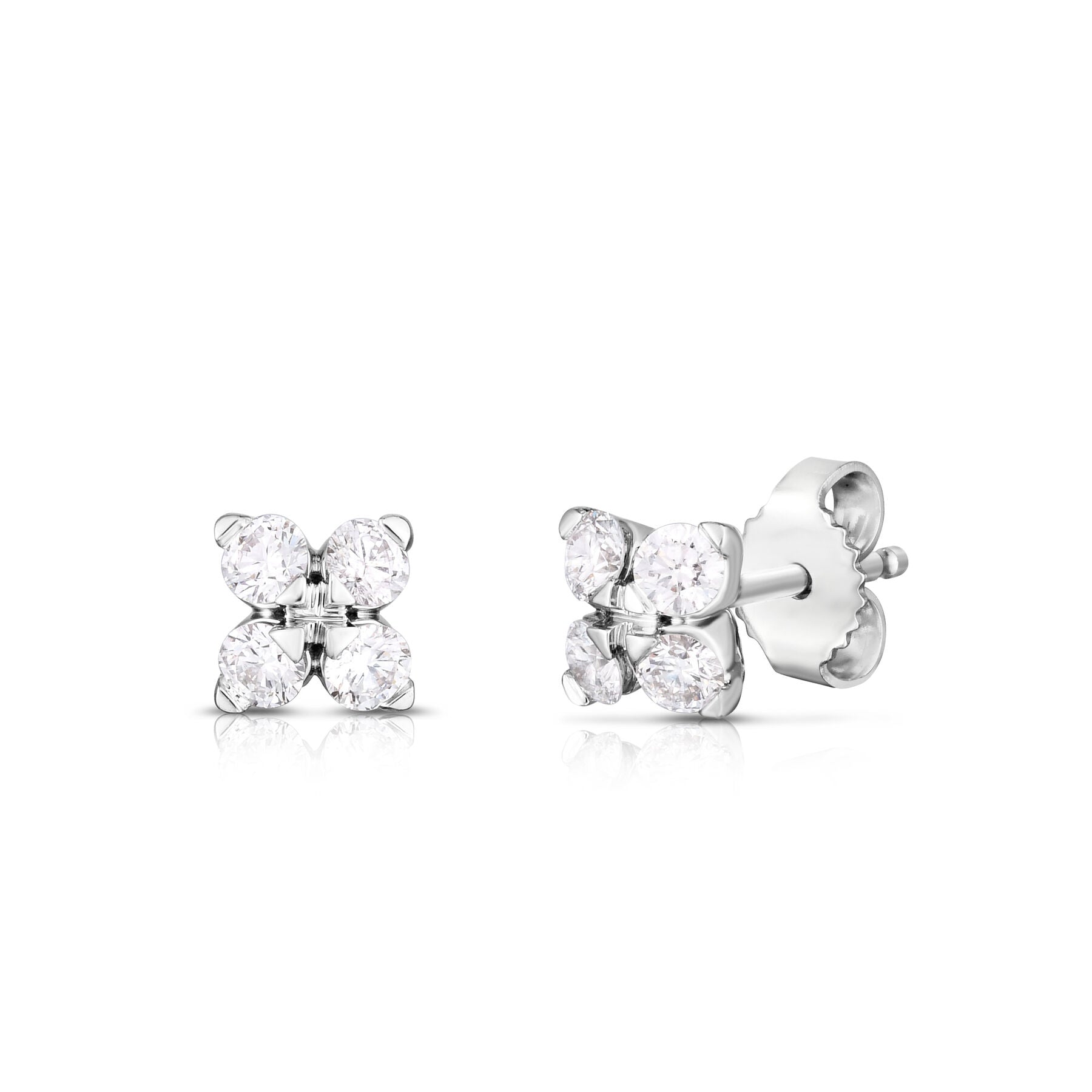 18K WHITE GOLD LOVE IN VERONA SMALL FLOWER DIAMOND STUD EARRINGS