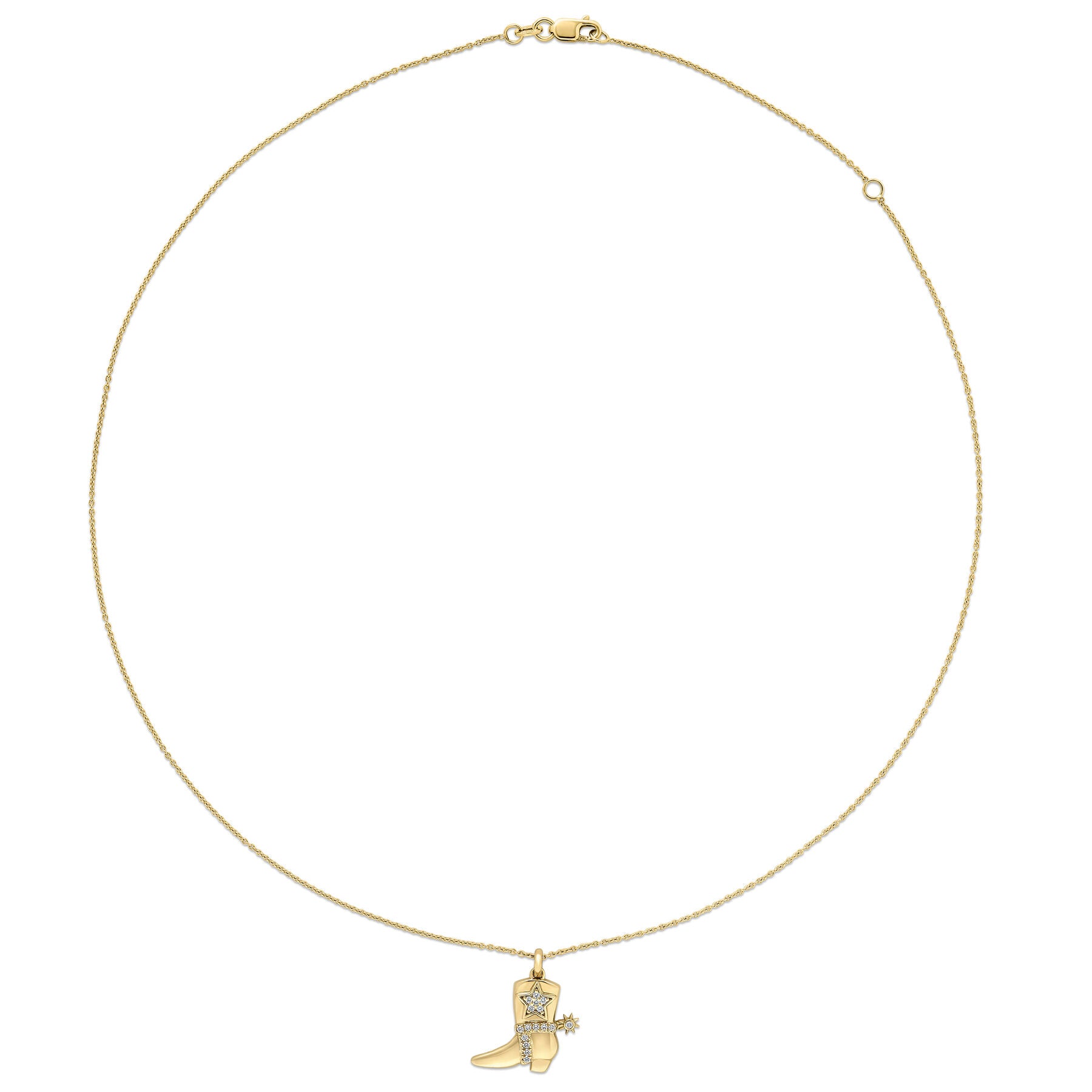 18K YELLOW GOLD TINY TREASURES DIAMOND COWBOY BOOT NECKLACE