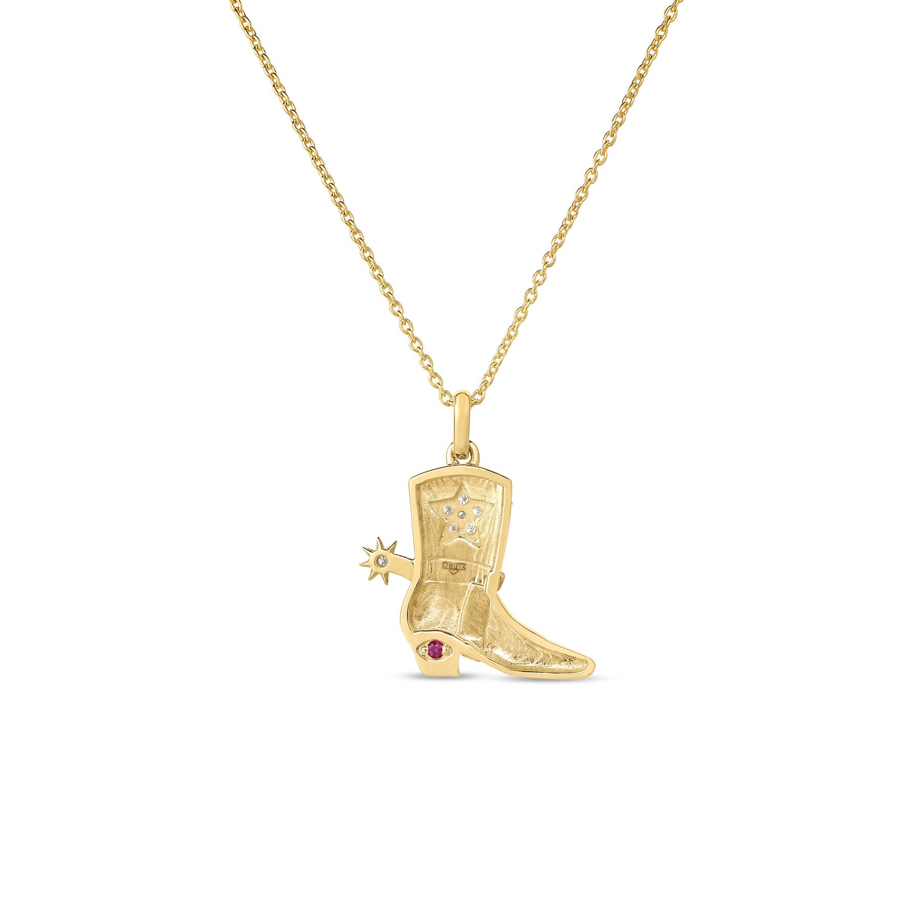 18K YELLOW GOLD TINY TREASURES DIAMOND COWBOY BOOT NECKLACE