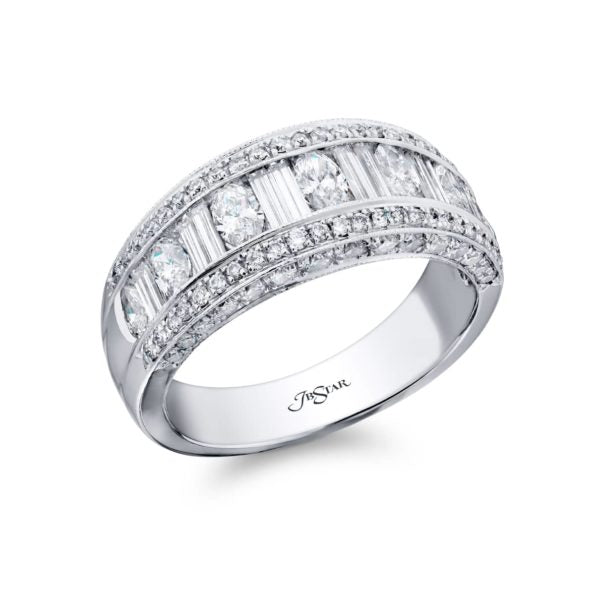 PLATINUM MARQUISE AND STRAIGHT BAGUETTE DIAMOND BAND