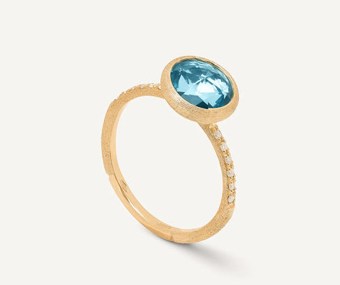 18K YELLOW GOLD SKY BLUE TOPAZ AND DIAMOND RING FROM THE JAIPUR COLLECTION