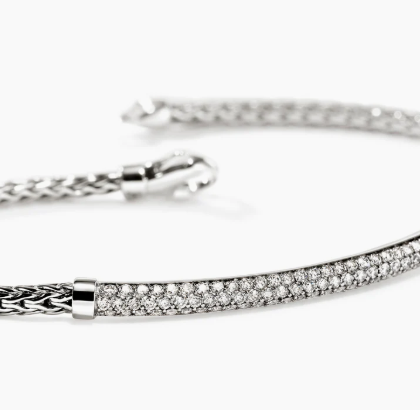 JH ESSENTIAL PAVÉ BRACELET, STERLING SILVER, DIAMONDS, 2.5MM