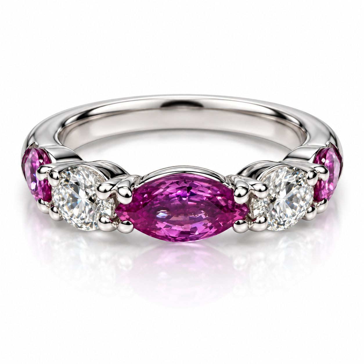 PLATINUM PINK SAPPHIRE AND DIAMOND BAND