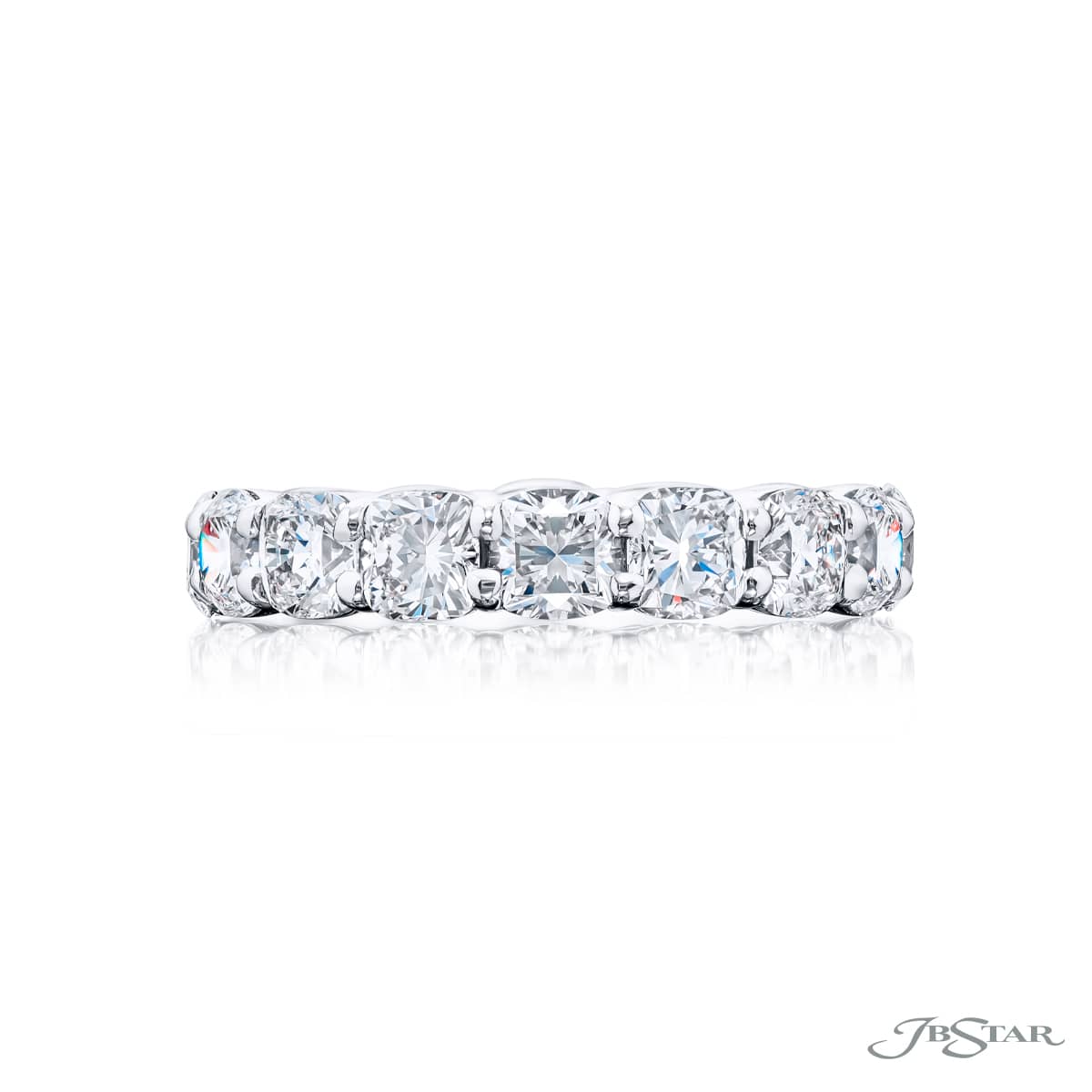 PLATINUM 4.65CTW CUSHION DIAMOND ETERNITY RING