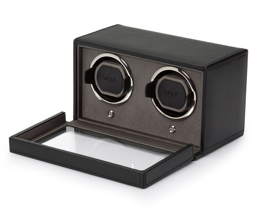 BLACK CUB DOUBLE WATCH WINDER WITH COVER