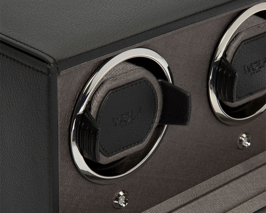 BLACK CUB DOUBLE WATCH WINDER WITH COVER