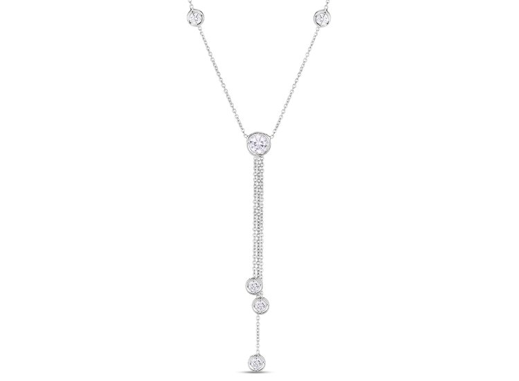18K WHITE GOLD DIAMONDS BY THE INCH TRIPLE DROP NECKLACE