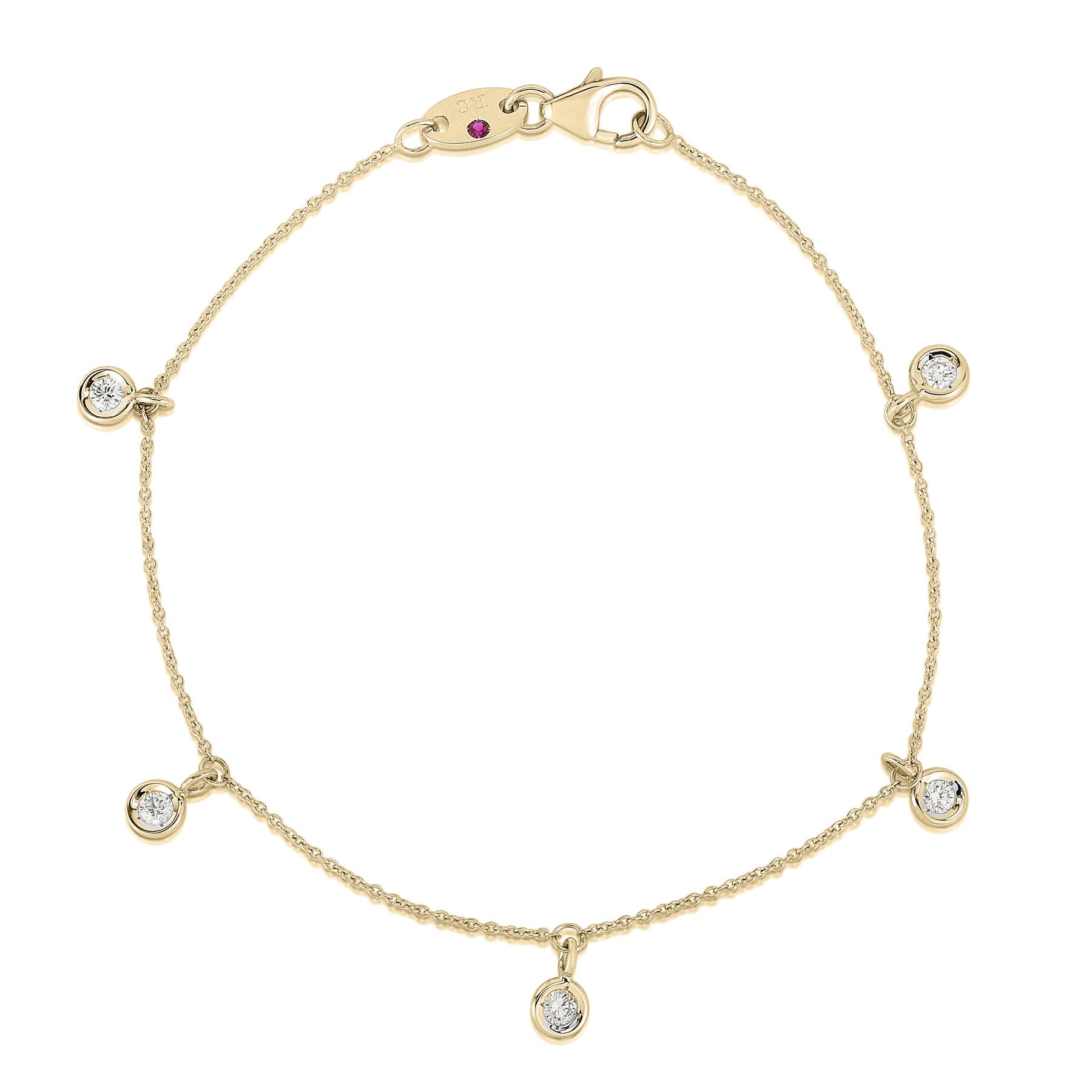 18K YELLOW GOLD DIAMONDS BY THE INCH DANGLING FIVE STATION BRACELET