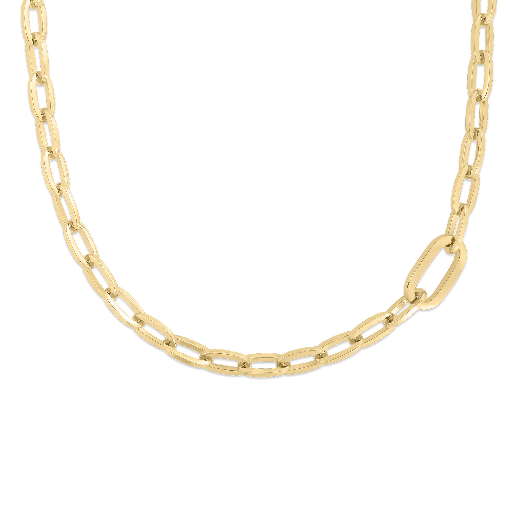 18K GOLD ALTERNATING SIZE LINK CHAIN NECKLACE