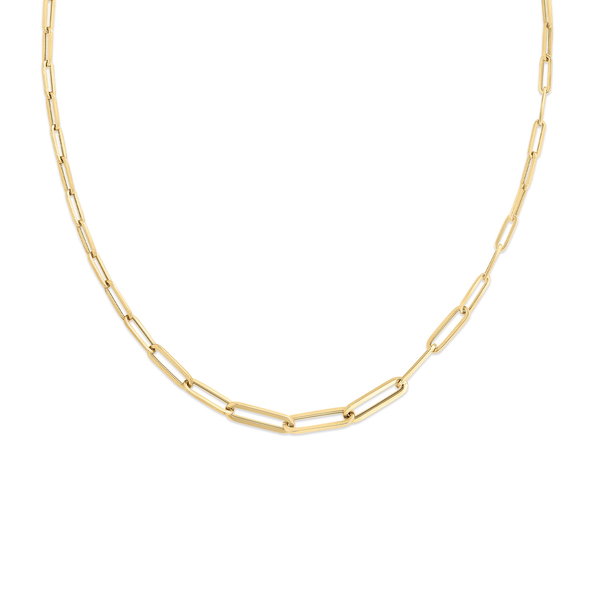 18K YELLOW GOLD PAPERCLIP LINK NECKLACE