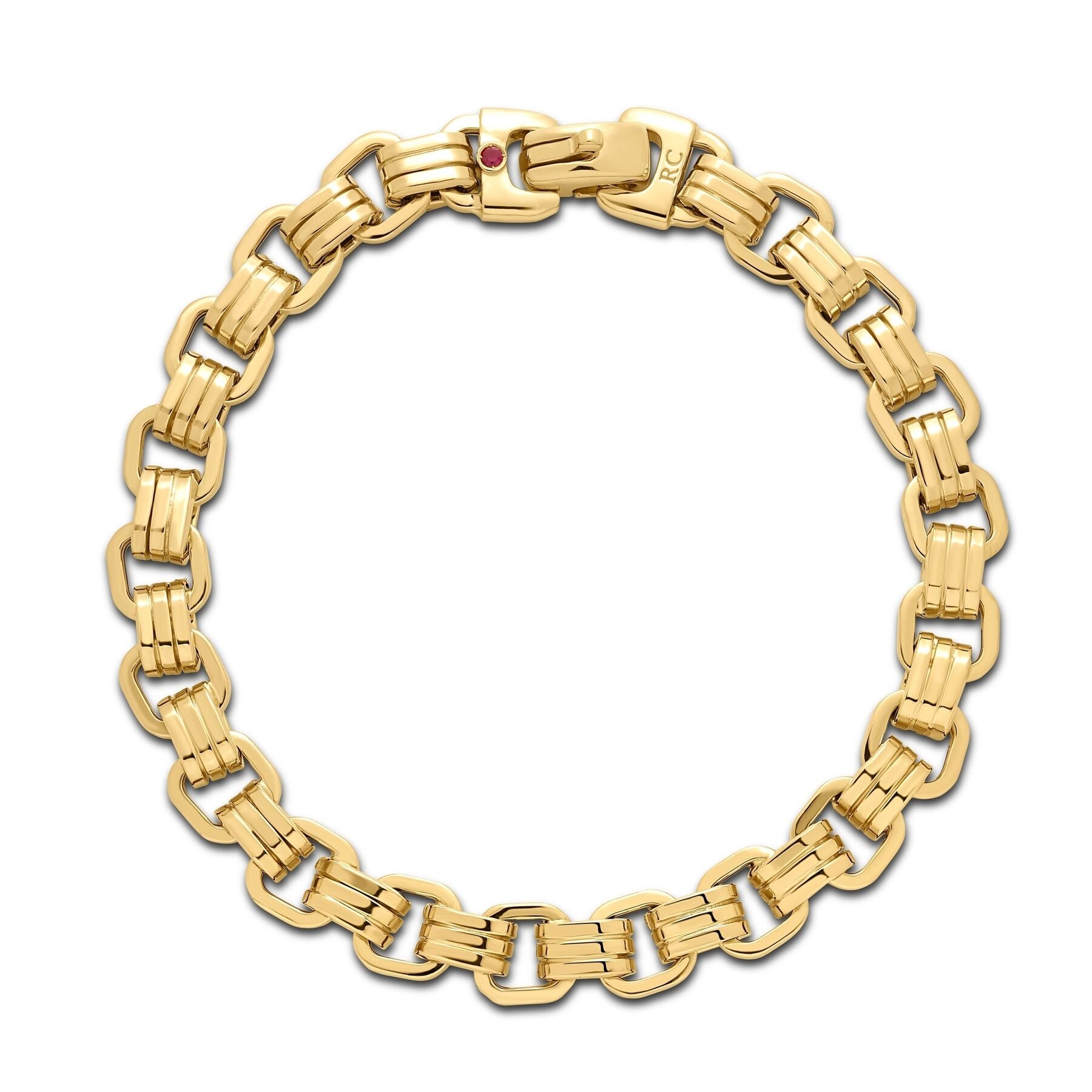 18K YELLOW DESIGNER GOLD MENS CHAIN BRACELET