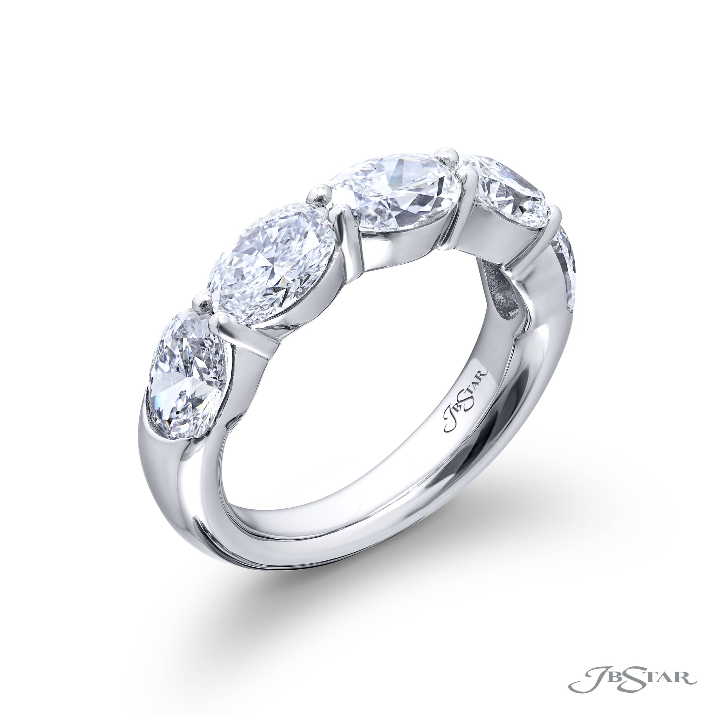 PLATINUM EAST TO WEST 5-STONE OVAL DIAMOND RING