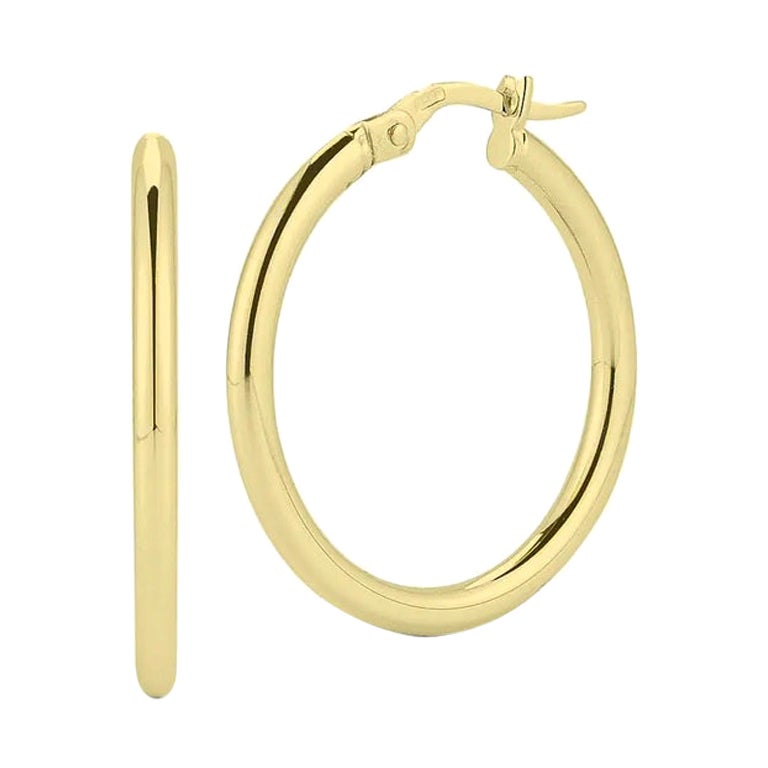 ROBERTO COIN 18K YELLOW GOLD HIGH POLISHED ROUND HOOP EARRINGS 25MM FROM THE CLASSIC COLLECTION