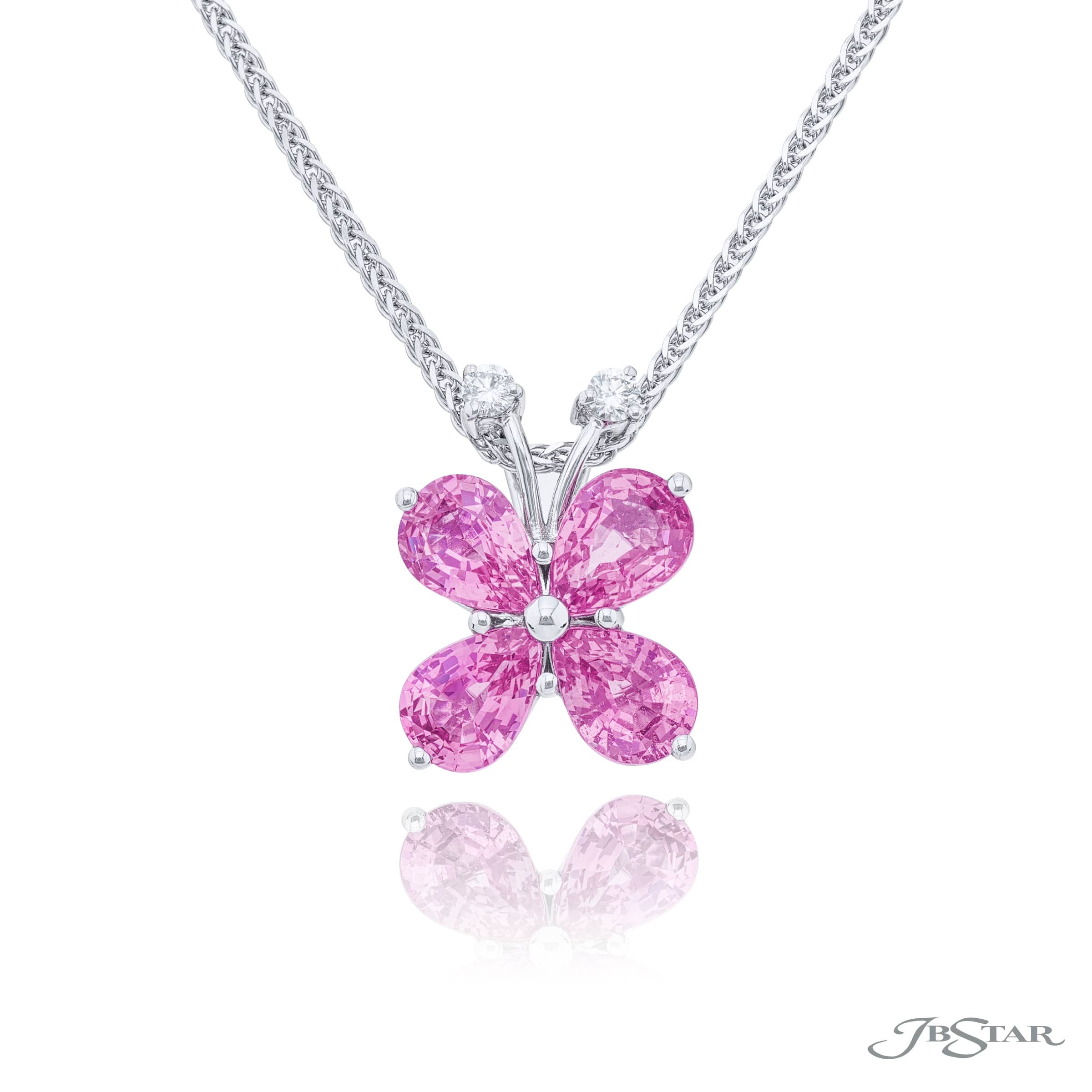 PLATINUM PINK SAPPHIRE AND DIAMOND BUTTERFLY NECKLACE