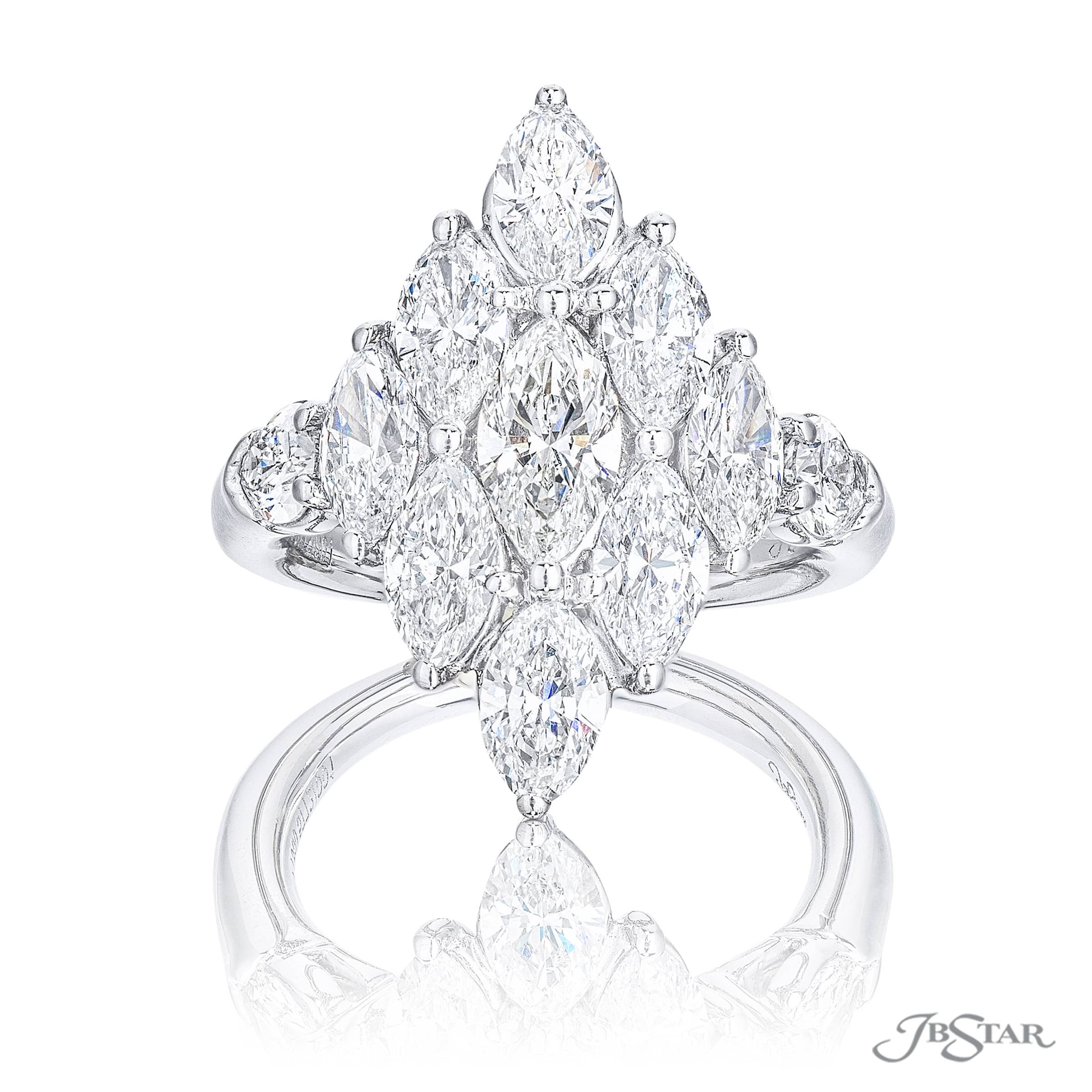 PLATINUM PEAR AND MARQUISE DIAMOND COCKTAIL RING