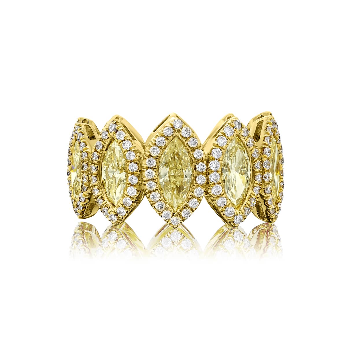 18K YELLOW GOLD FANCY LIGHT YELLOW AND WHITE DIAMOND ETERNITY BAND