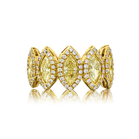 18K YELLOW GOLD FANCY LIGHT YELLOW AND WHITE DIAMOND ETERNITY BAND