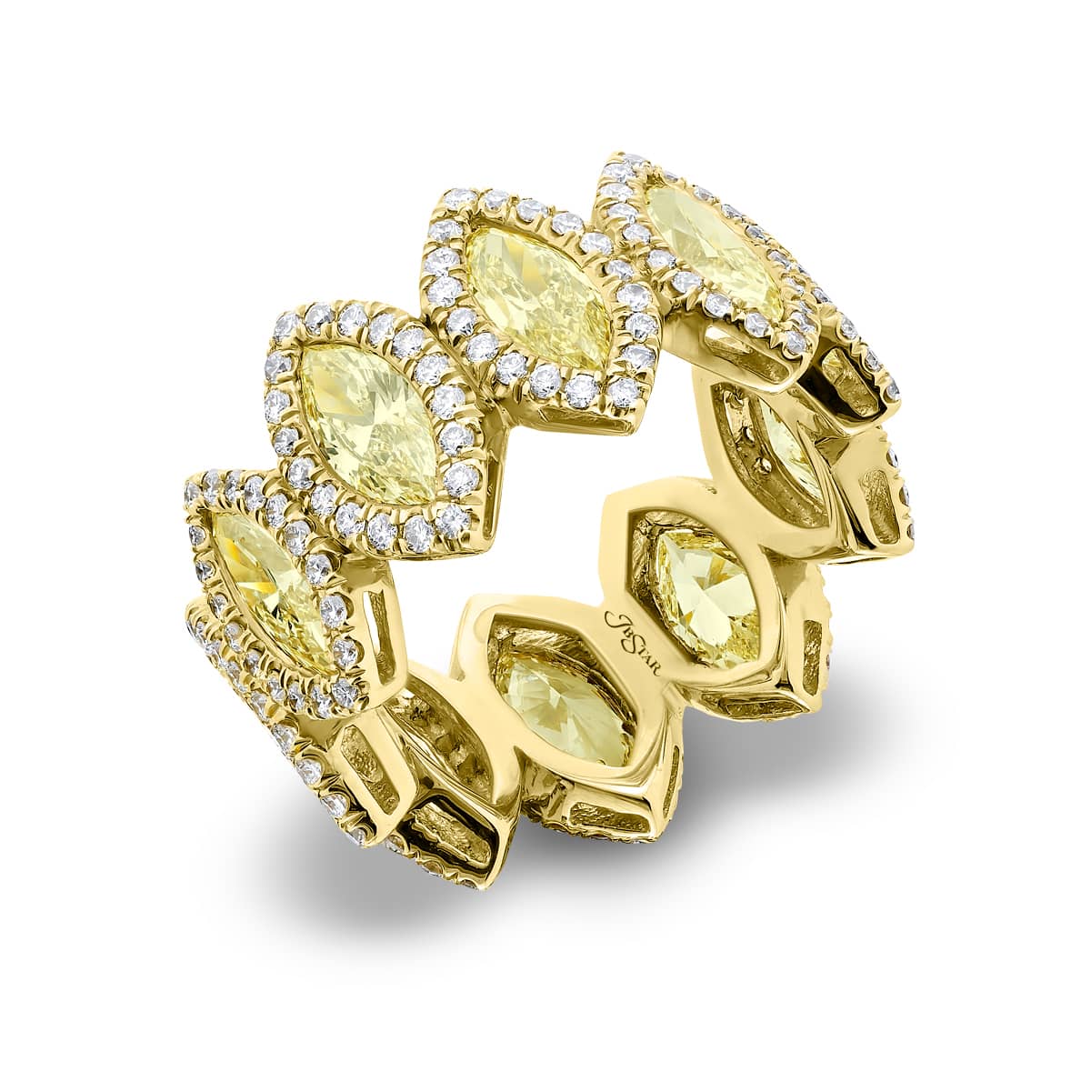 18K YELLOW GOLD FANCY LIGHT YELLOW AND WHITE DIAMOND ETERNITY BAND