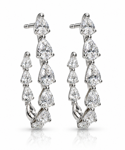 PLATINUM 3.95CTW PEAR SHAPE DIAMOND J-HOOP EARRINGS