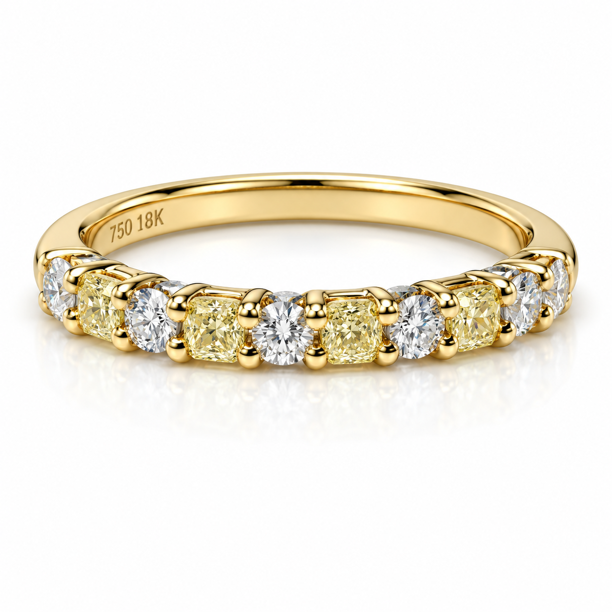 18K YELLOW GOLD FANCY YELLOW AND WHITE DIAMOND BAND