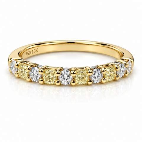 18K YELLOW GOLD FANCY YELLOW AND WHITE DIAMOND BAND