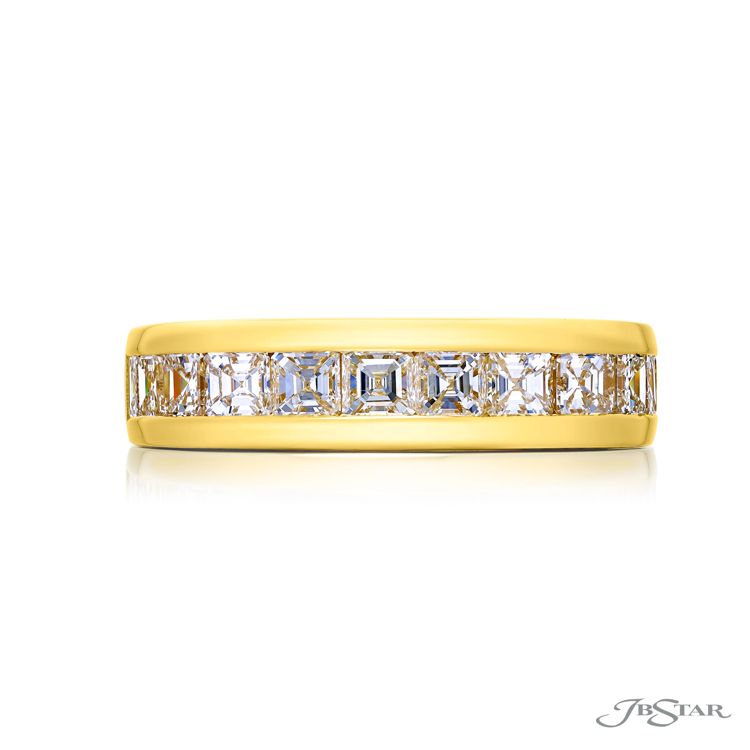 18K YELLOW GOLD GENTLEMAN'S EMERALD CUT CHANNEL-SET RING